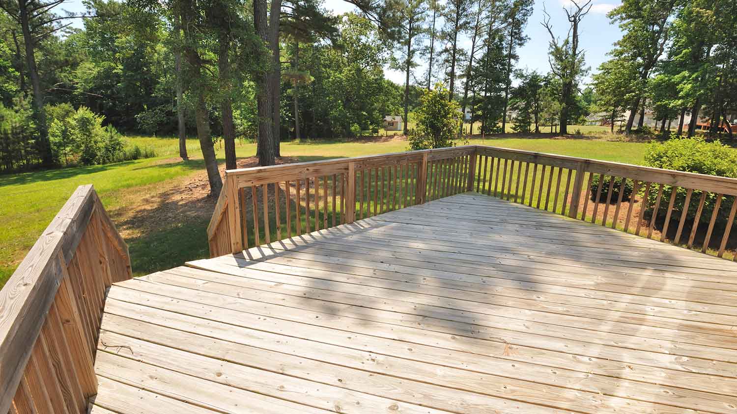 Raised deck made with pressure treated pine 