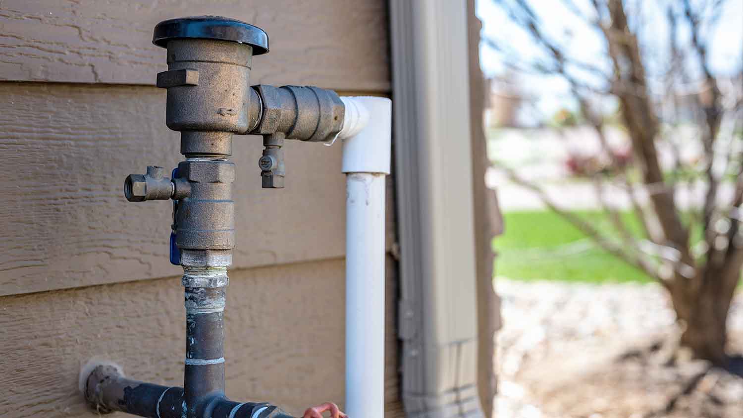 Pressure vacuum breaker installed in the yard