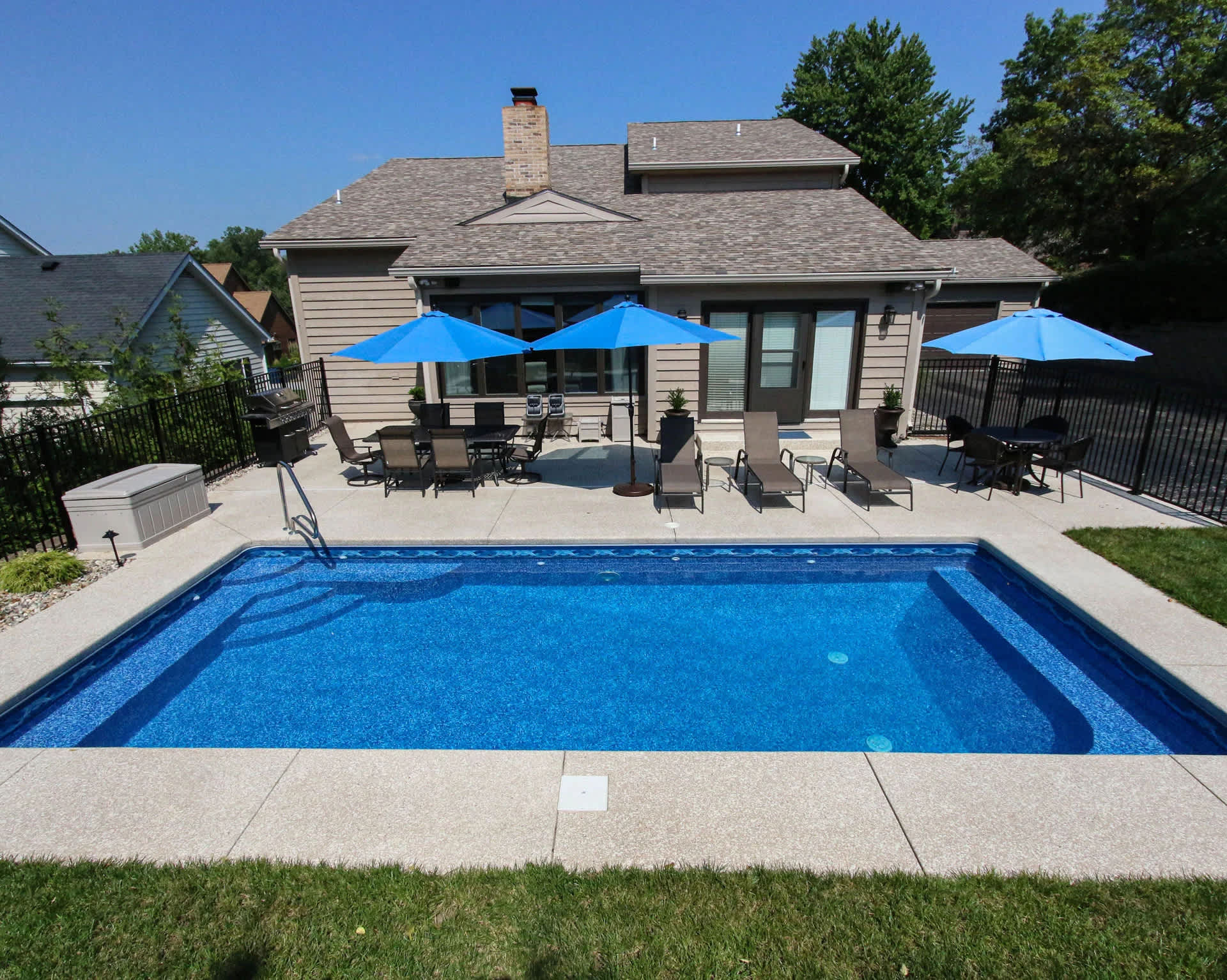 pool with blue liner