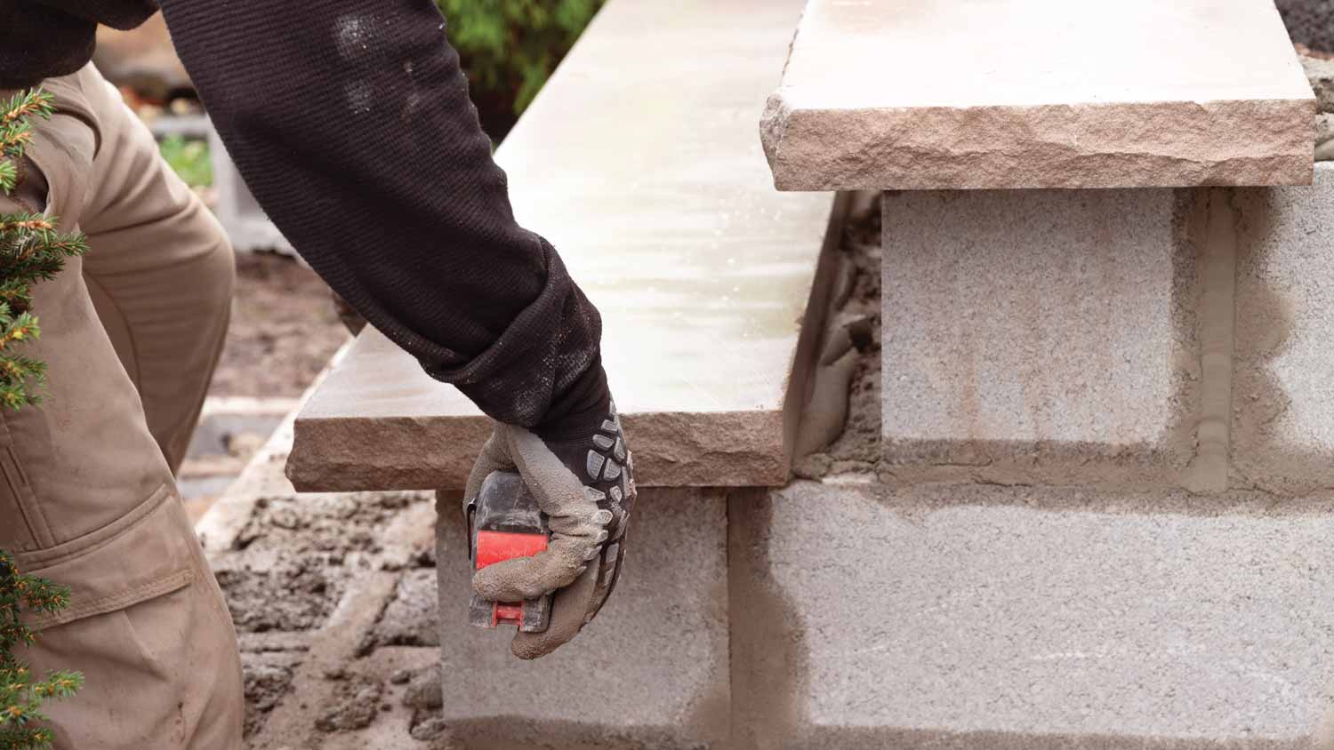 A professional measuring stone steps
