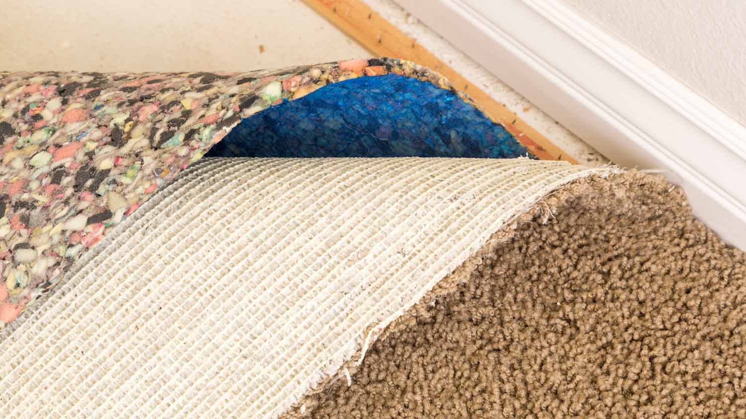 pulled back carpet padding  