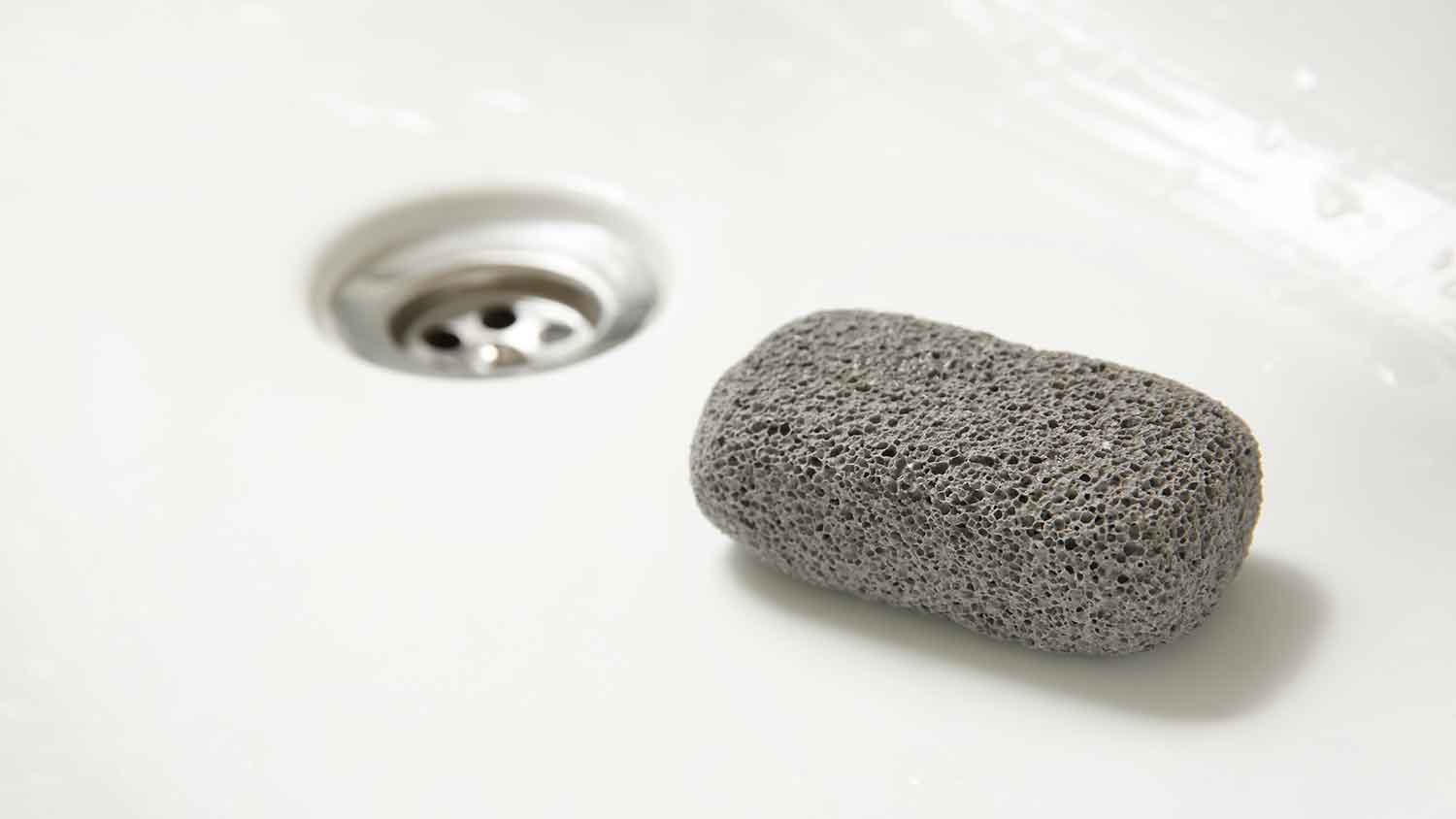 Small pumice stone in the bathroom sink