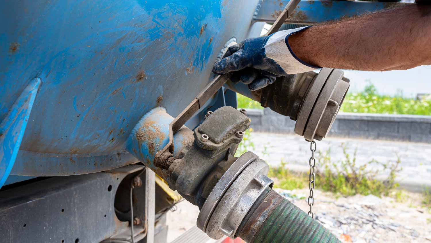 Pumping a cesspool with a truck