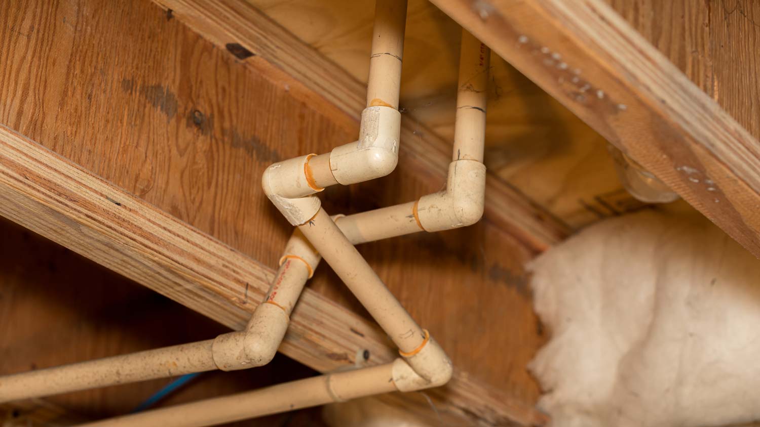 PVC water pipes located in the crawlspace of a house