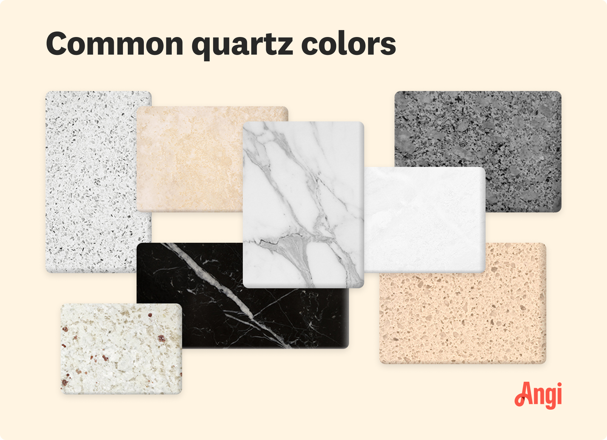 8 common quartz colors compared visually