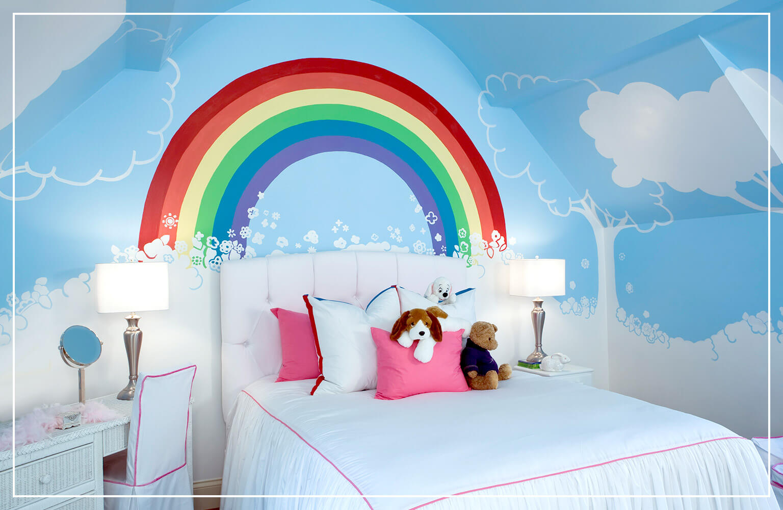 rainbow mural kids room