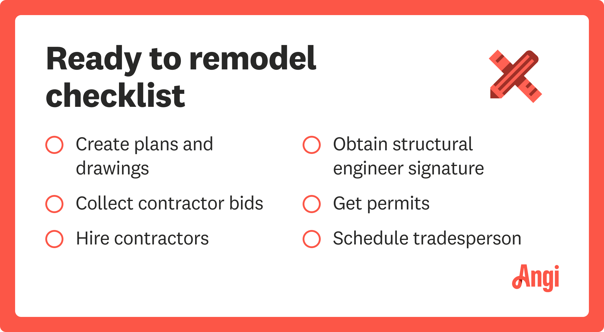 Ready to remodel checklist, including hiring contractors and getting permits