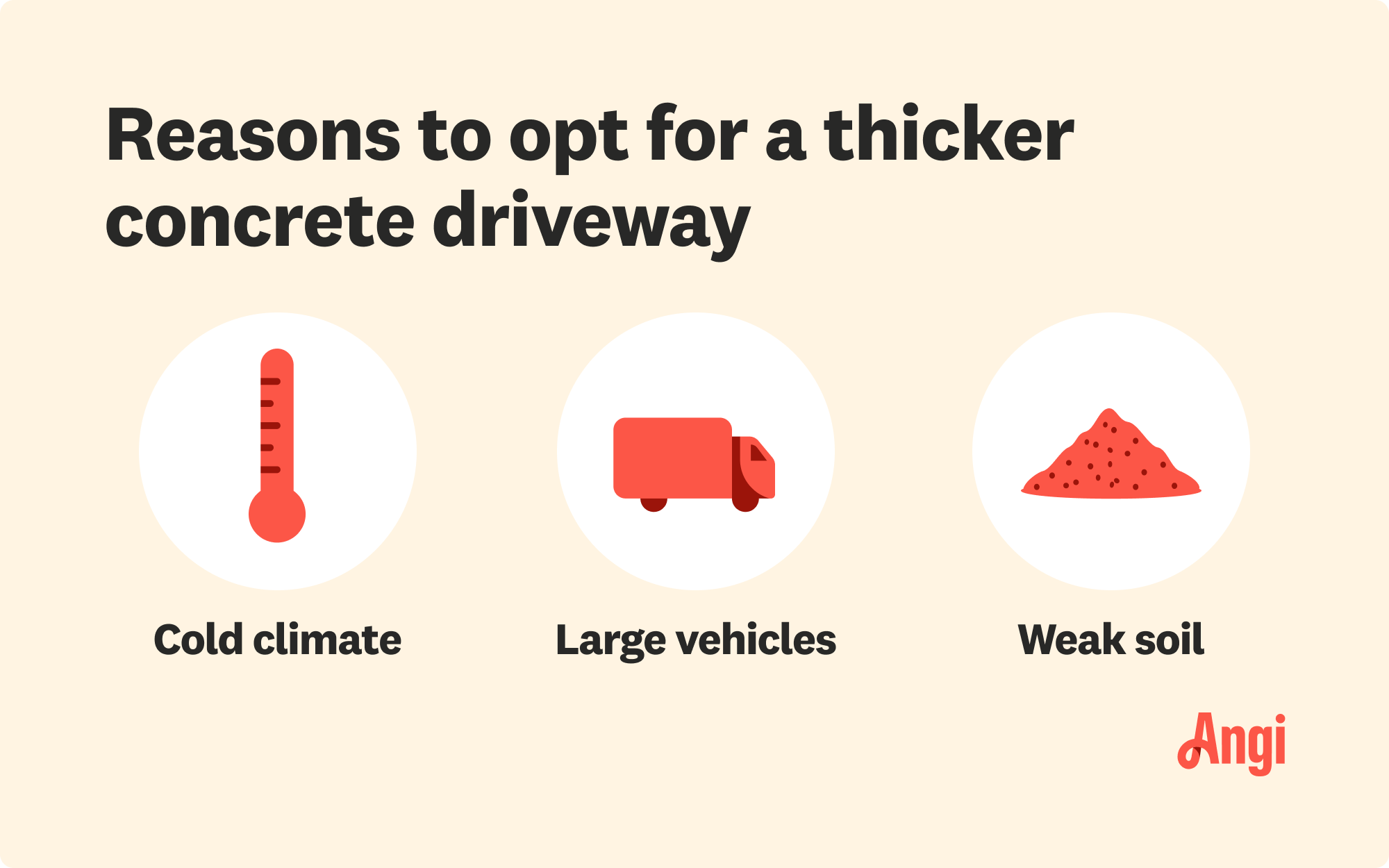 3 reasons to opt for a thicker concrete driveway, including cold climate, large vehicles, and weak soil