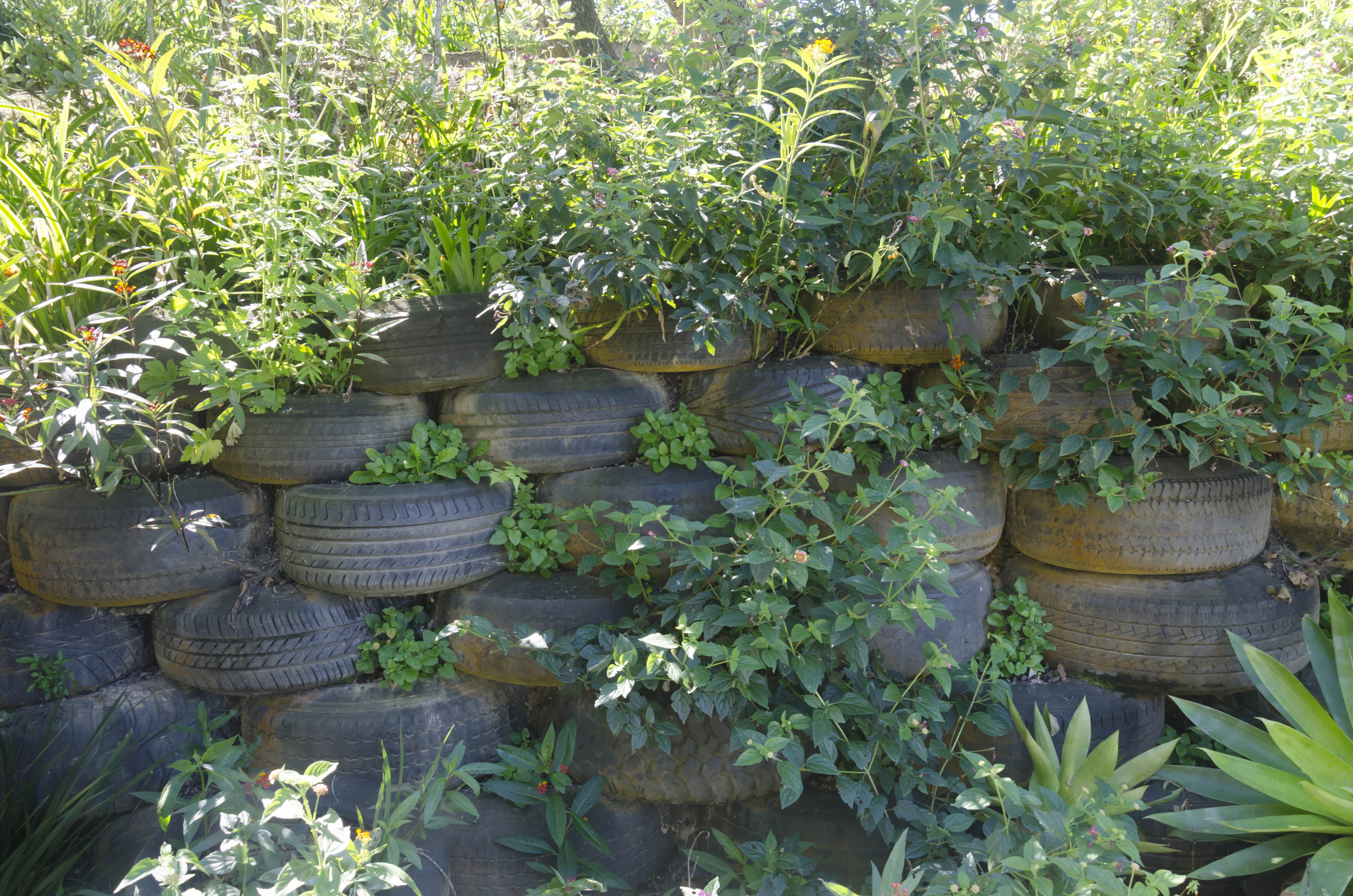 Recycled tire fence