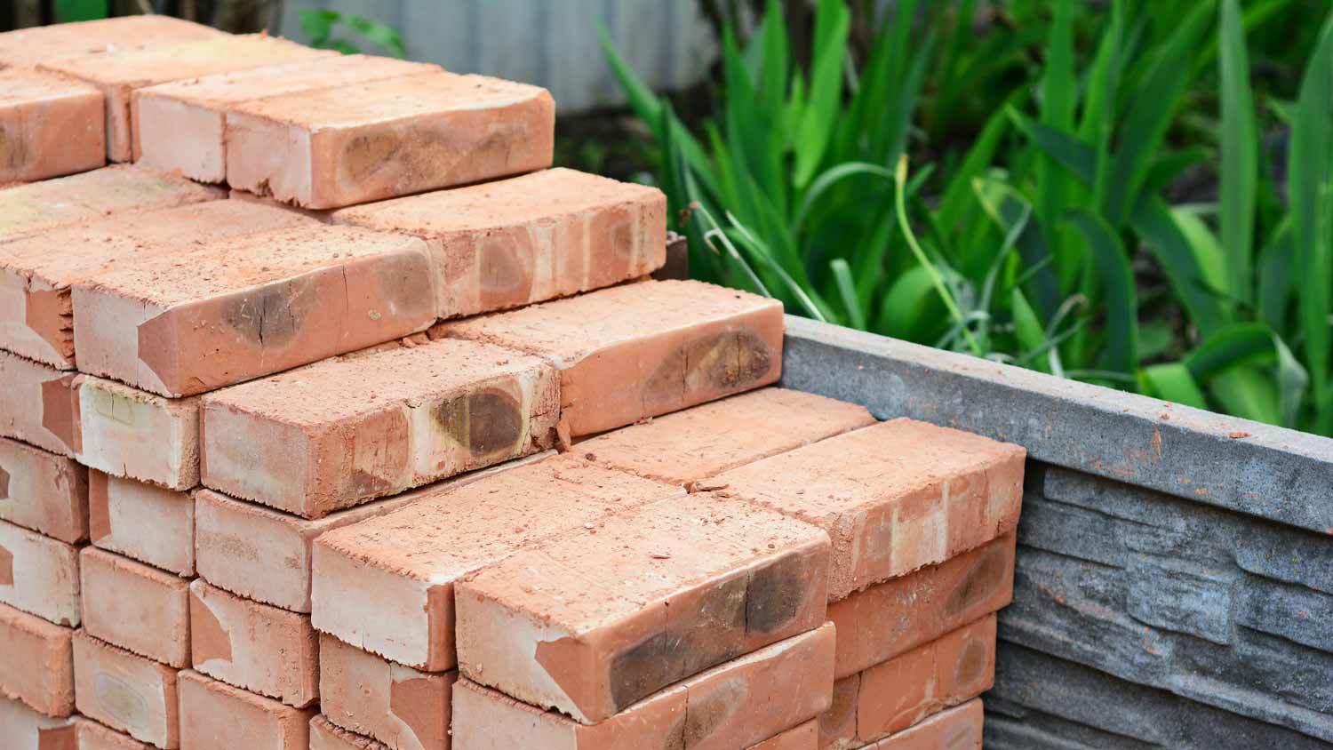 red bricks neatly piled up