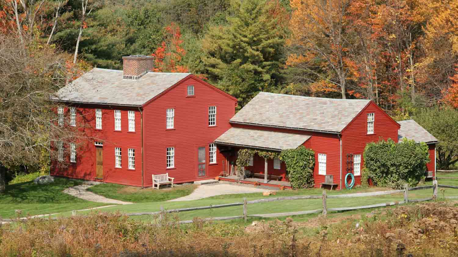 dark red siding house