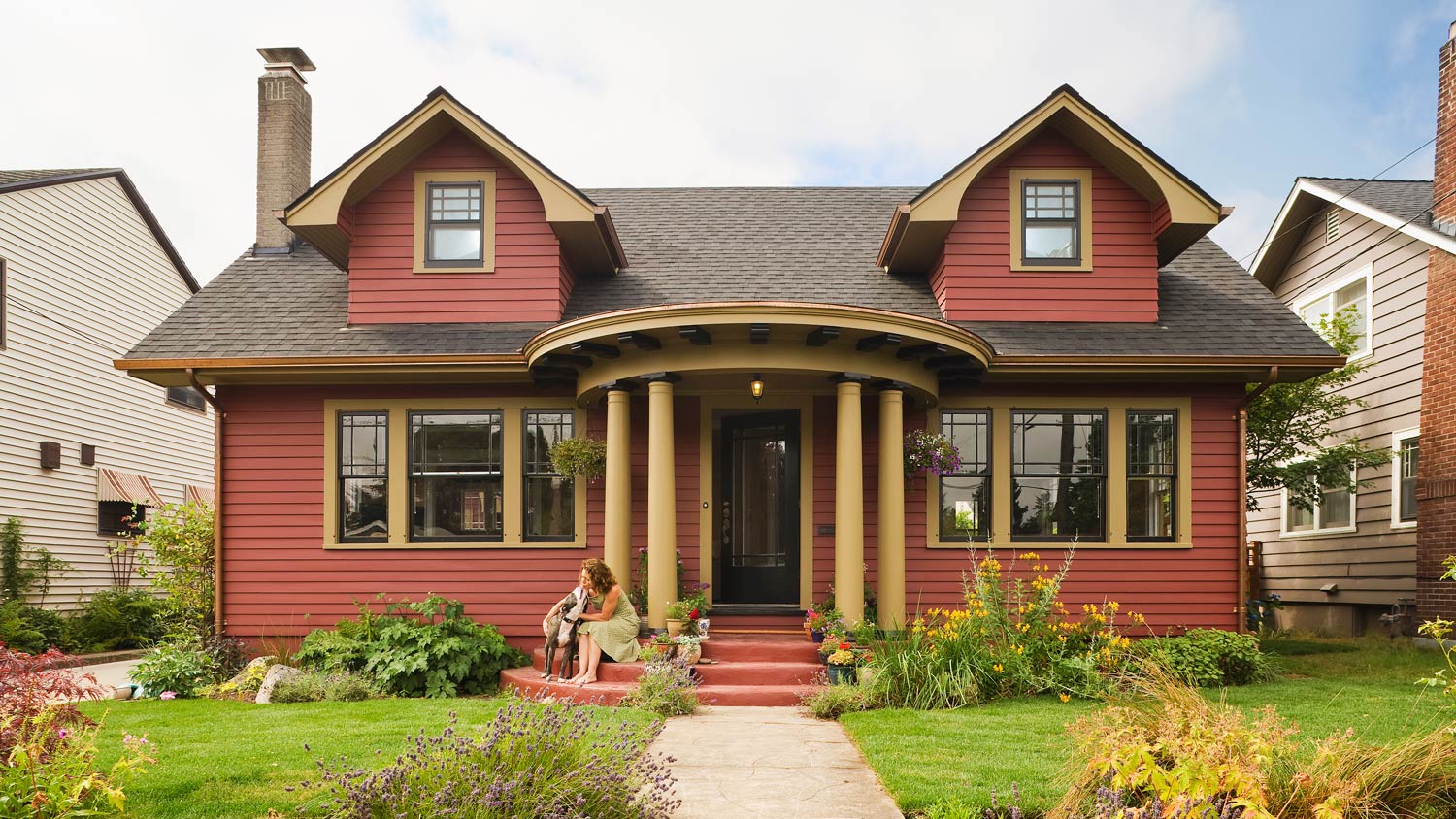 The exterior of a red house