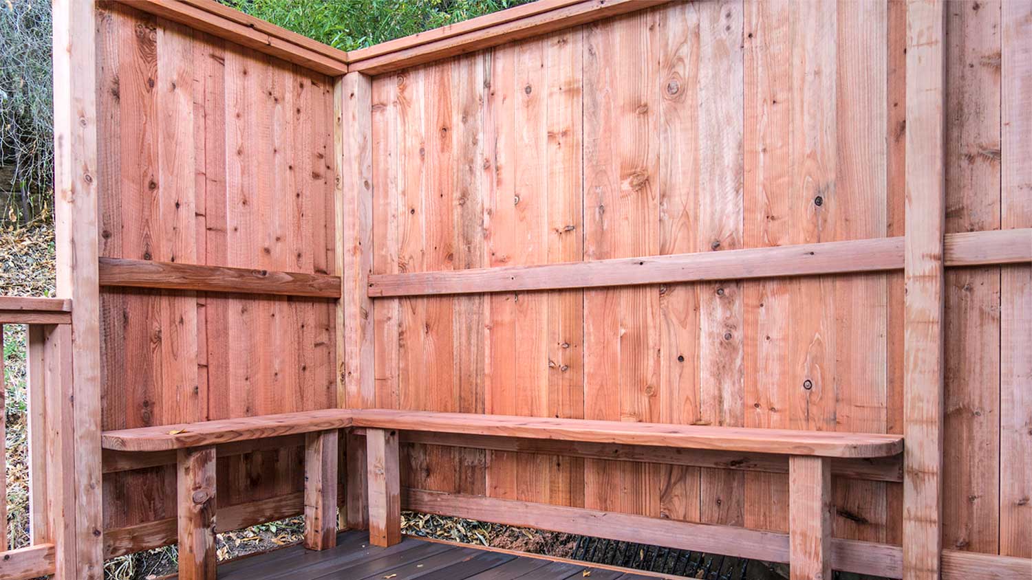 A redwood fence