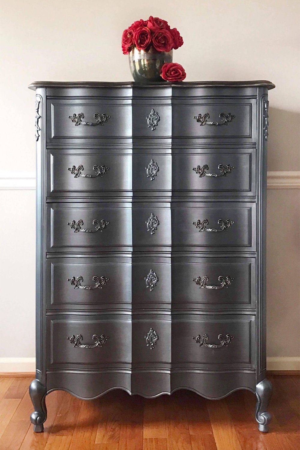 refinished pewter dresser  