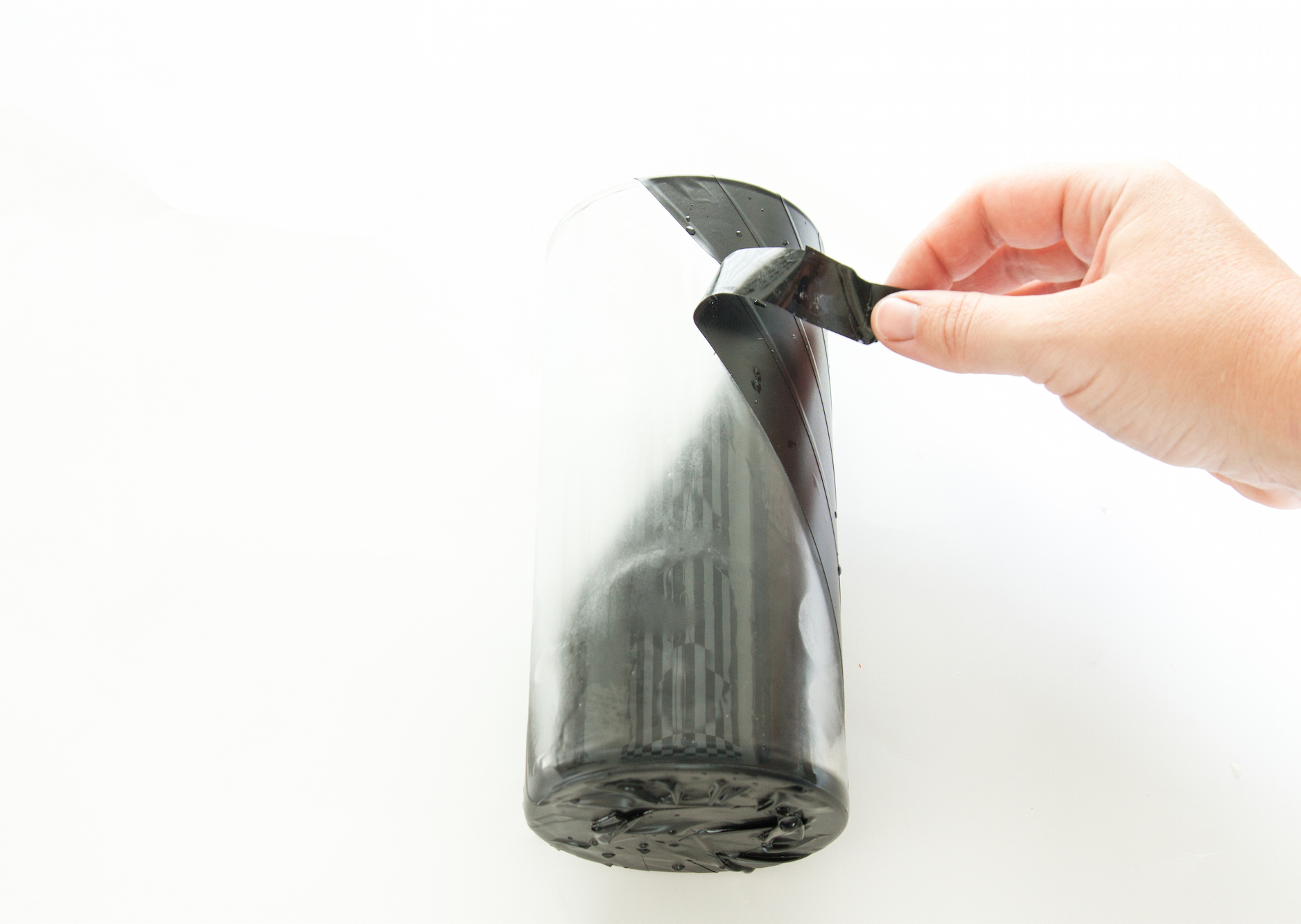 removing tape around glass etching cream