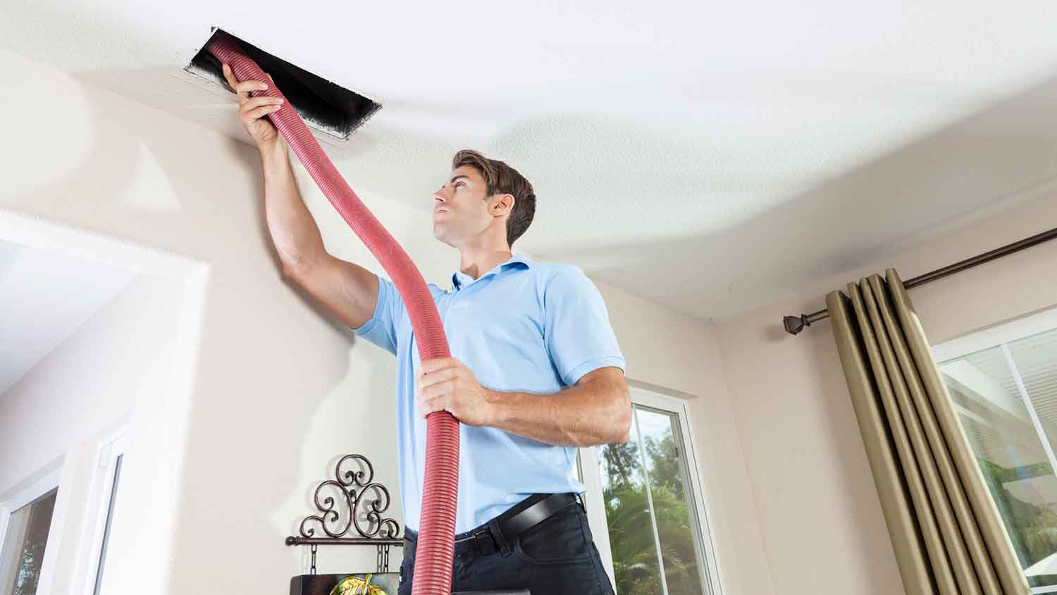 Professional air duct cleaning service at home