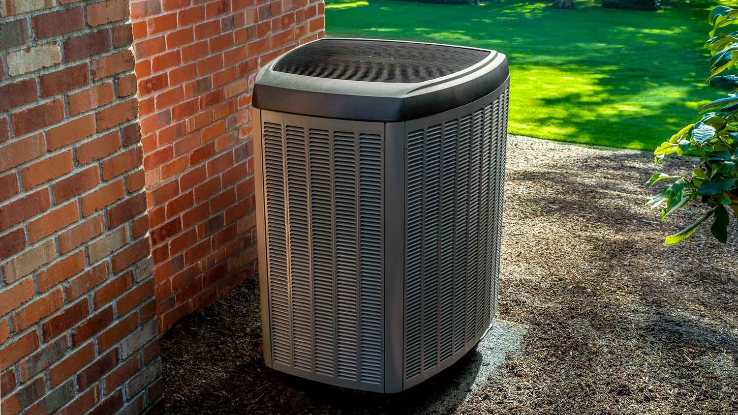 Energy efficient heat pump outside of a house