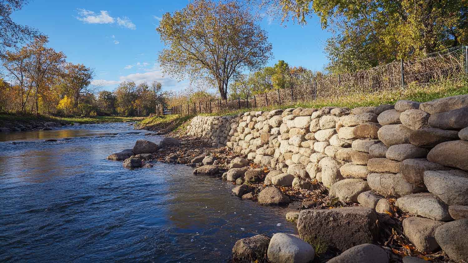 A riprap on a shoreline 