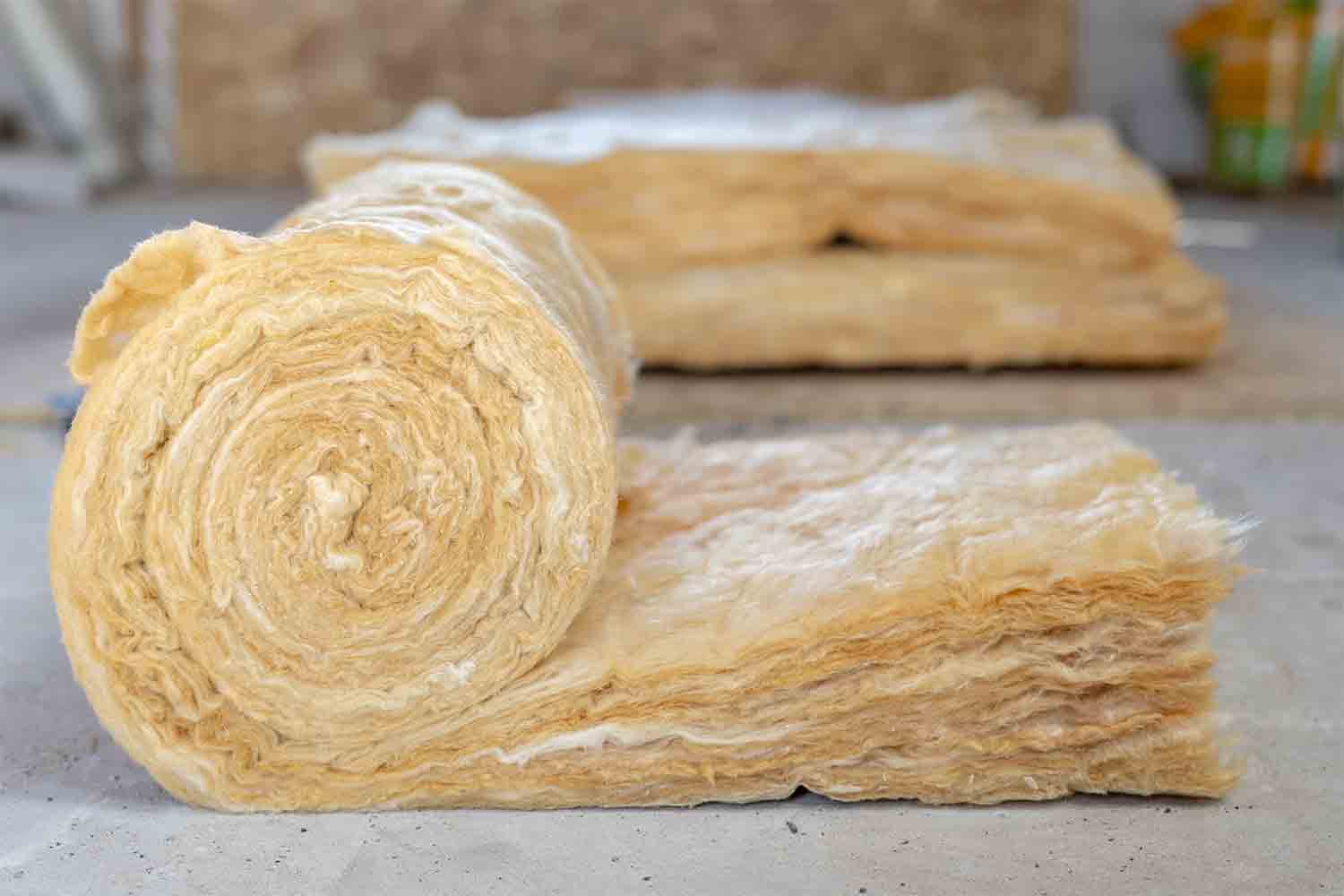 Layer of rock wool material for insulation