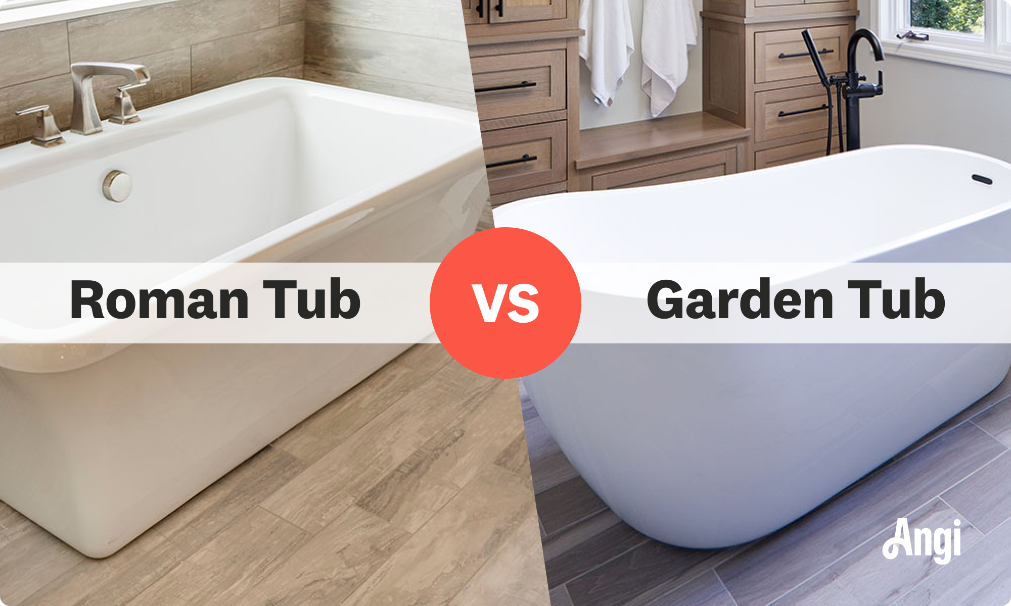 Roman tub versus garden tub visual comparison