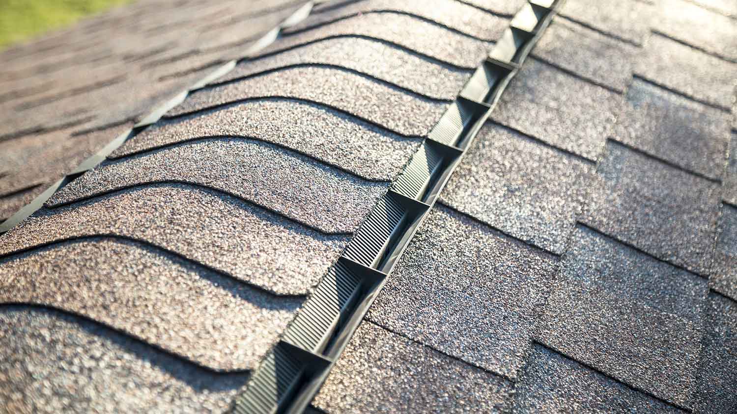 Ridge vent installed along the roof of the house