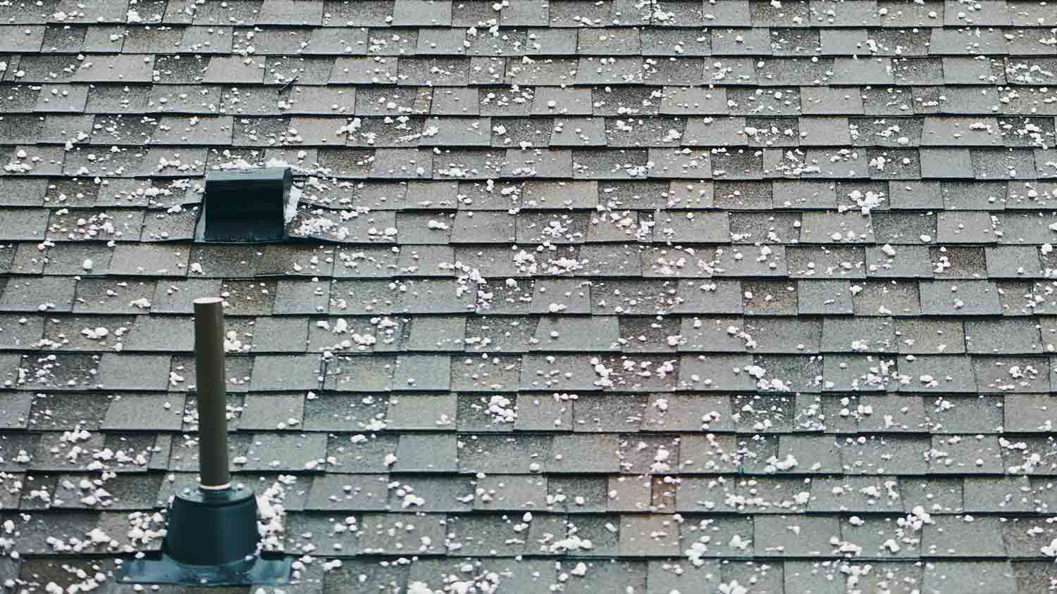 roof with hailstones