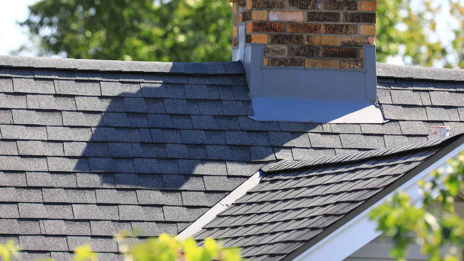 A roof with shingles