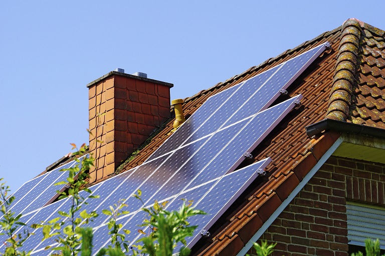 Roof with solar panels