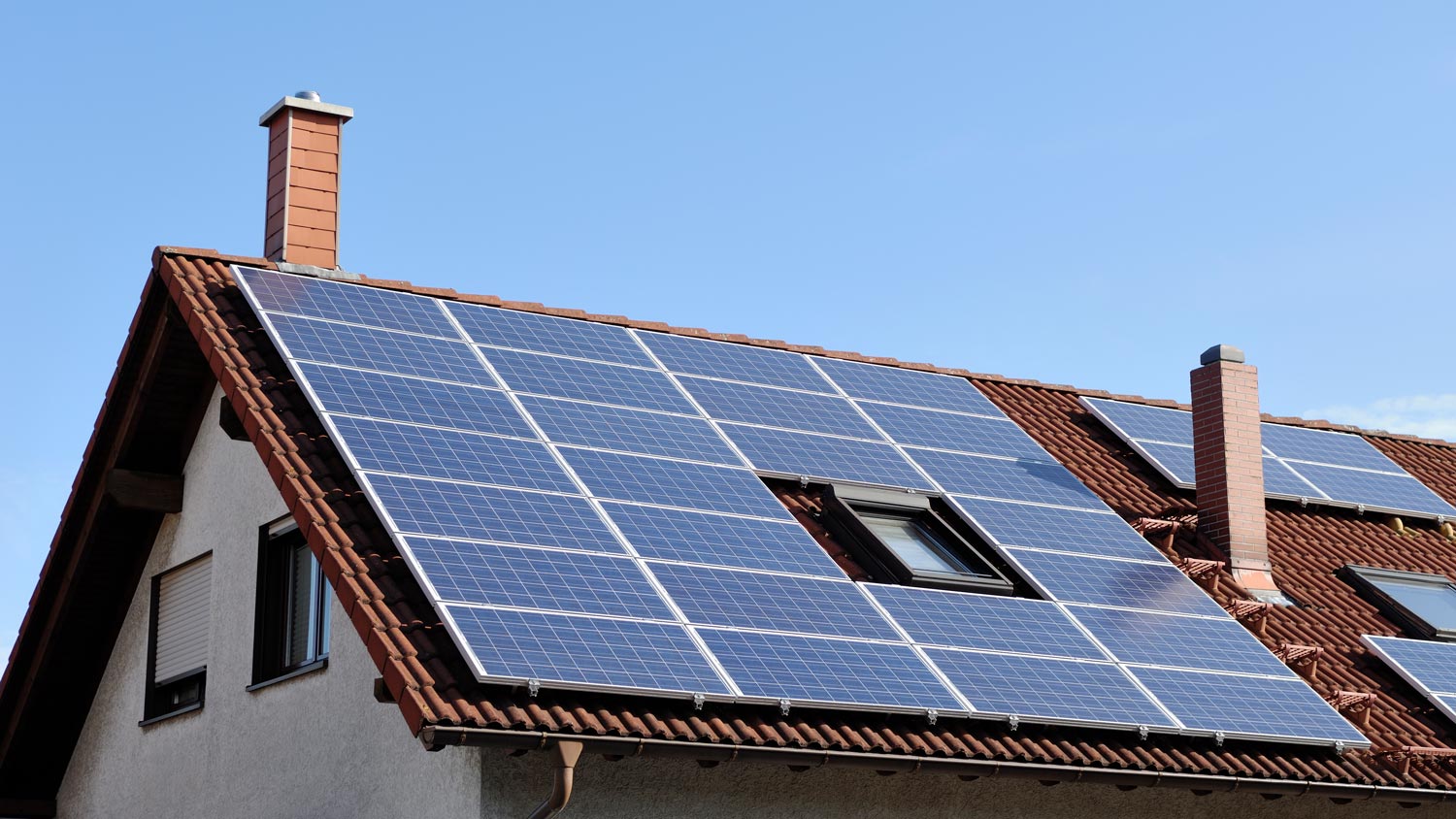 Solar panels on house roof