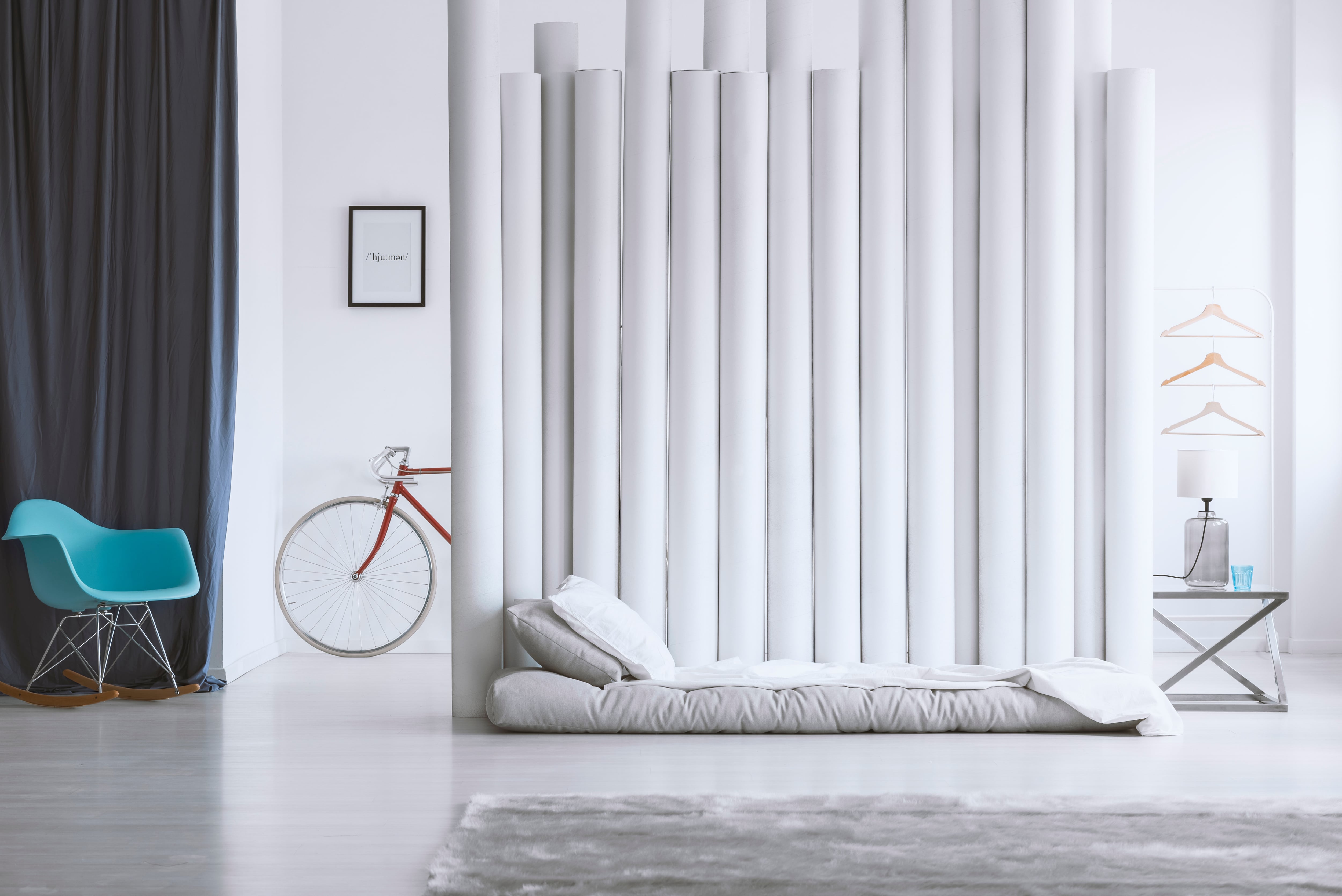 White tube room divider