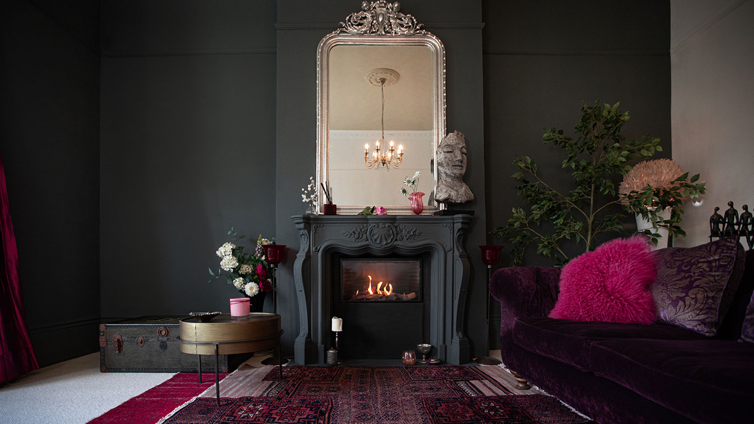 Room painted in dark color