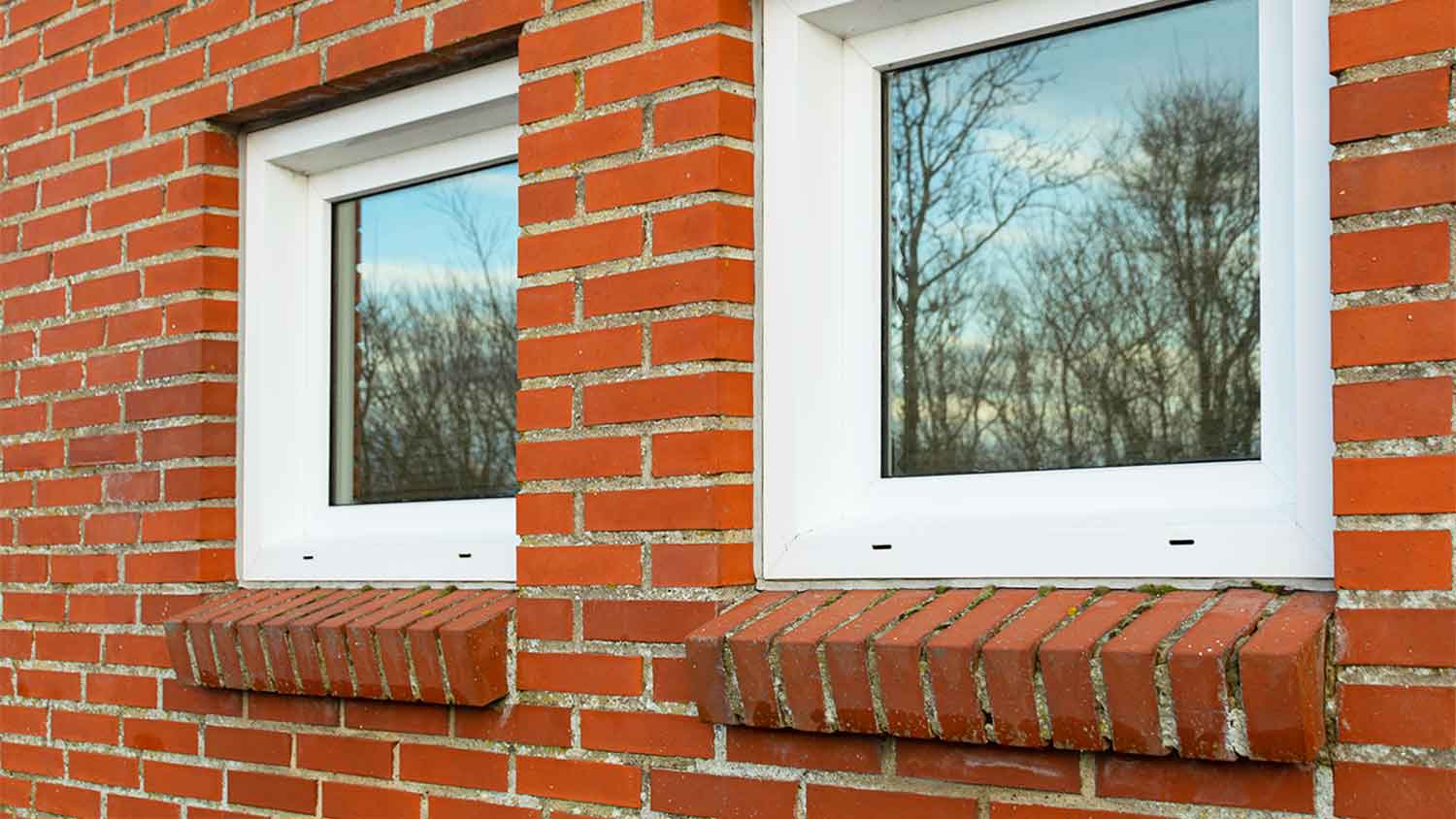 Brick wall and white windows