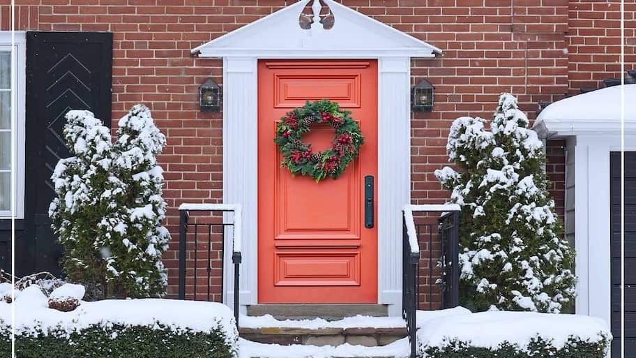 salmon color front door 