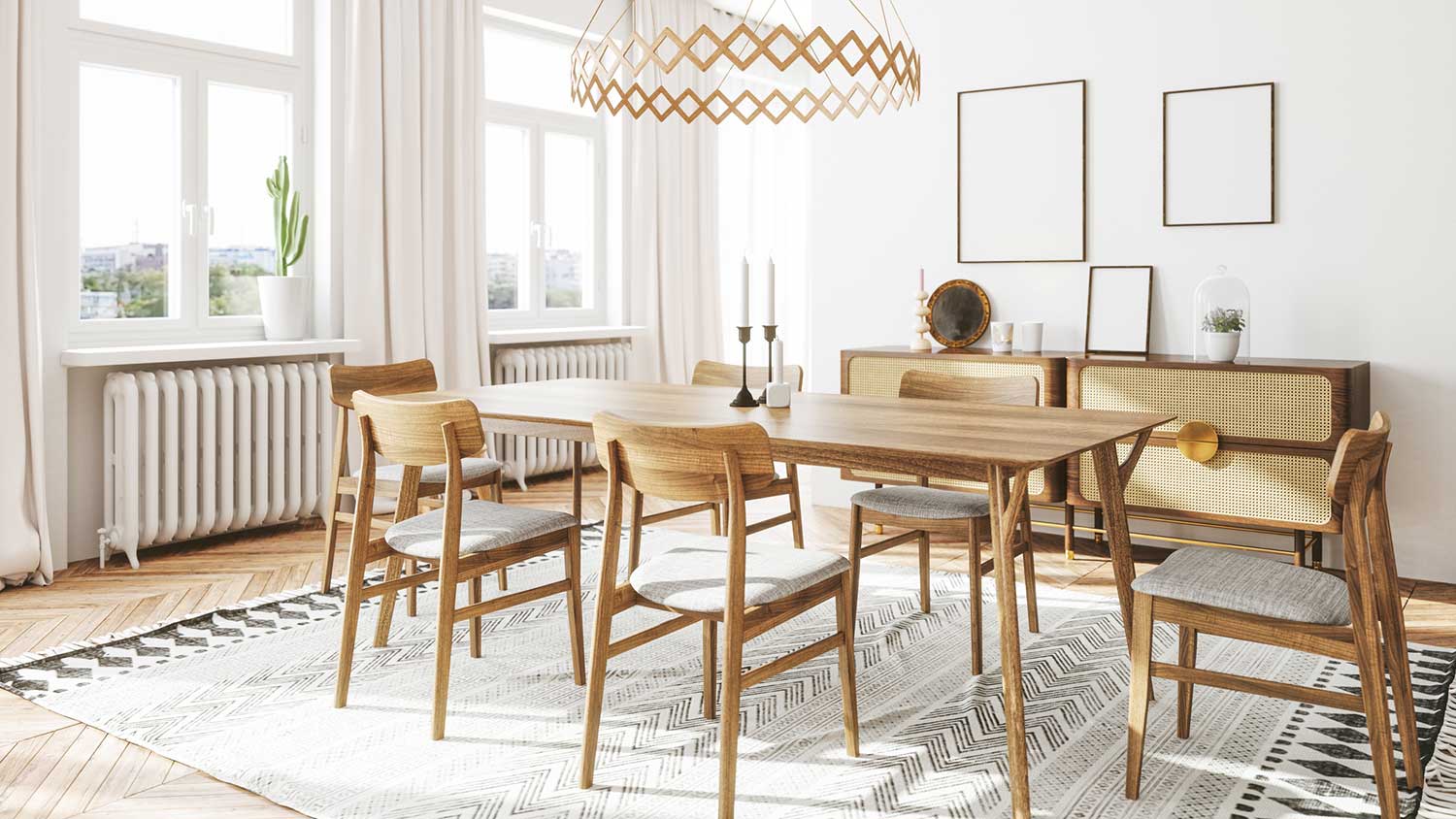 Interior of Scandinavian style dining room