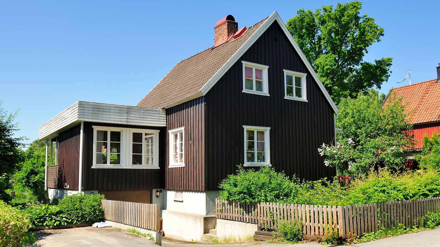 Dark brown Scandinavian house exterior