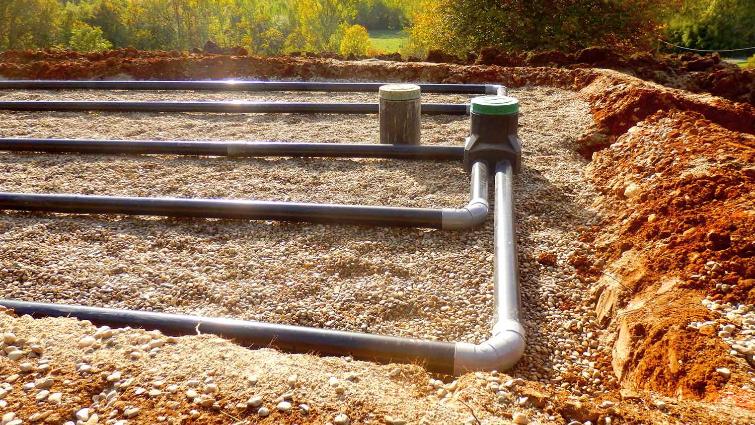 New septic drain field construction