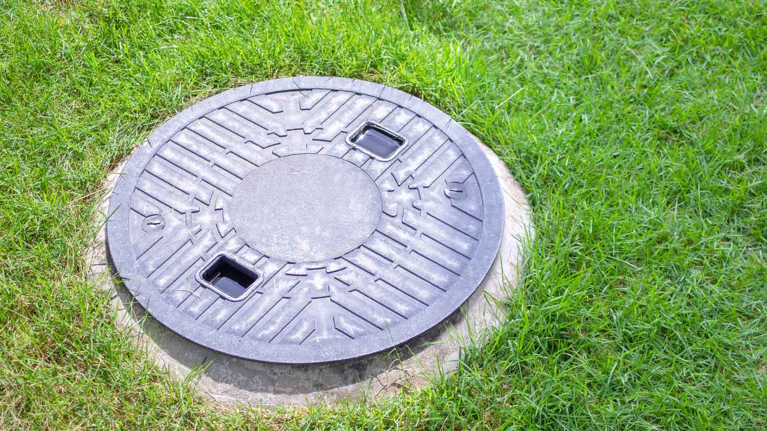 Septic system tank installed in the yard