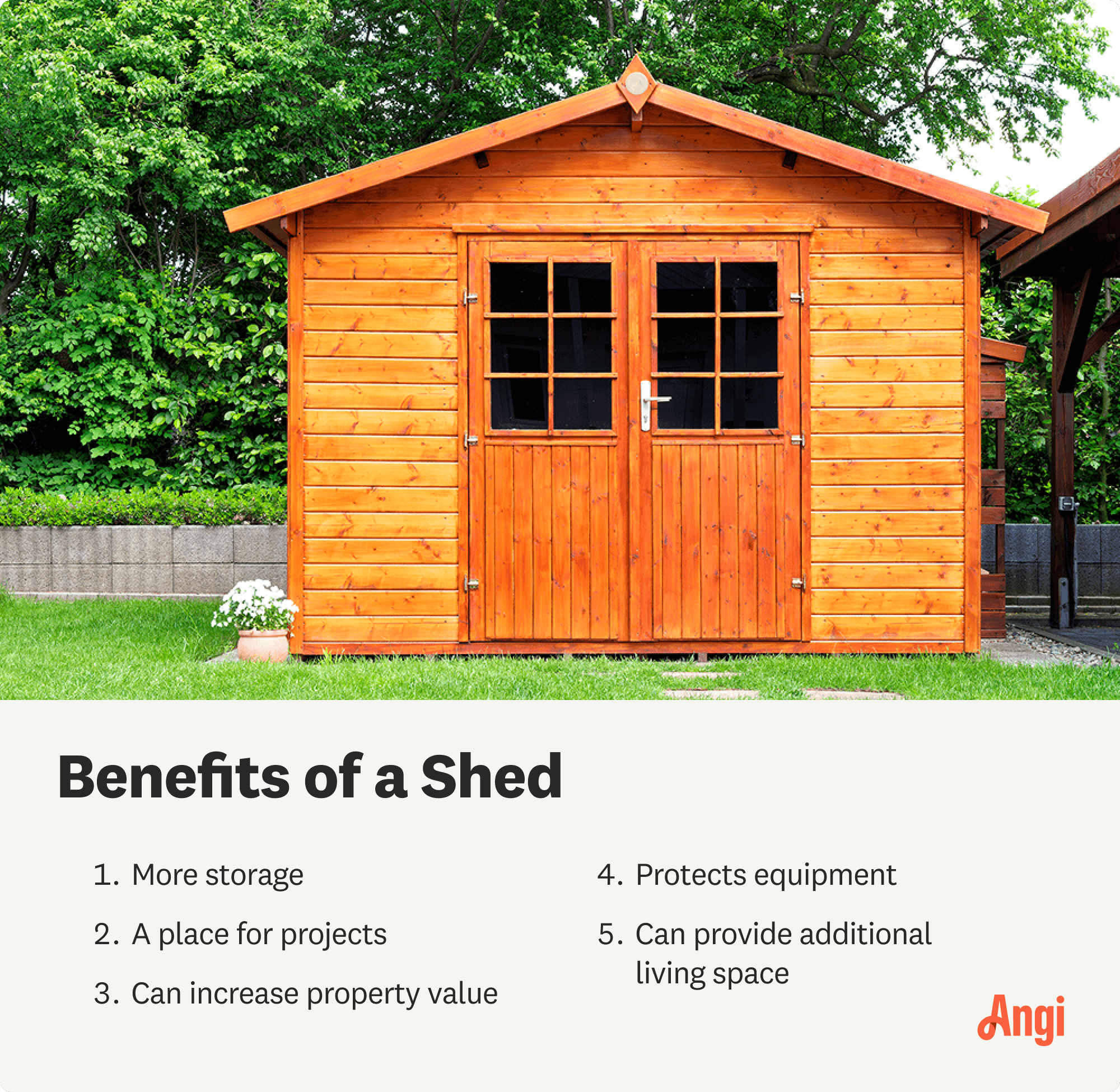5 benefits of having a shed, including more storage and a place for projects