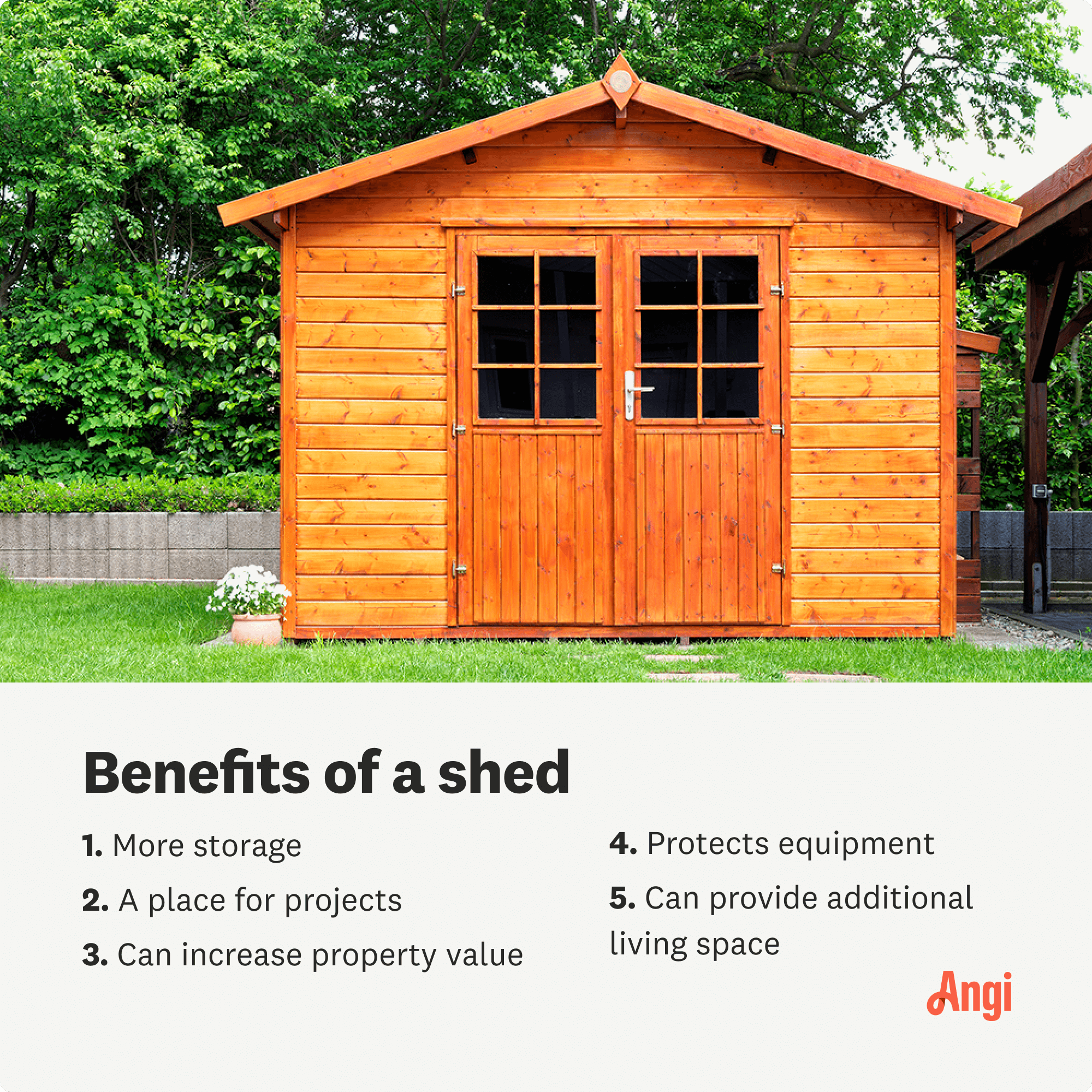 5 benefits of having a shed, including more storage and a place for projects