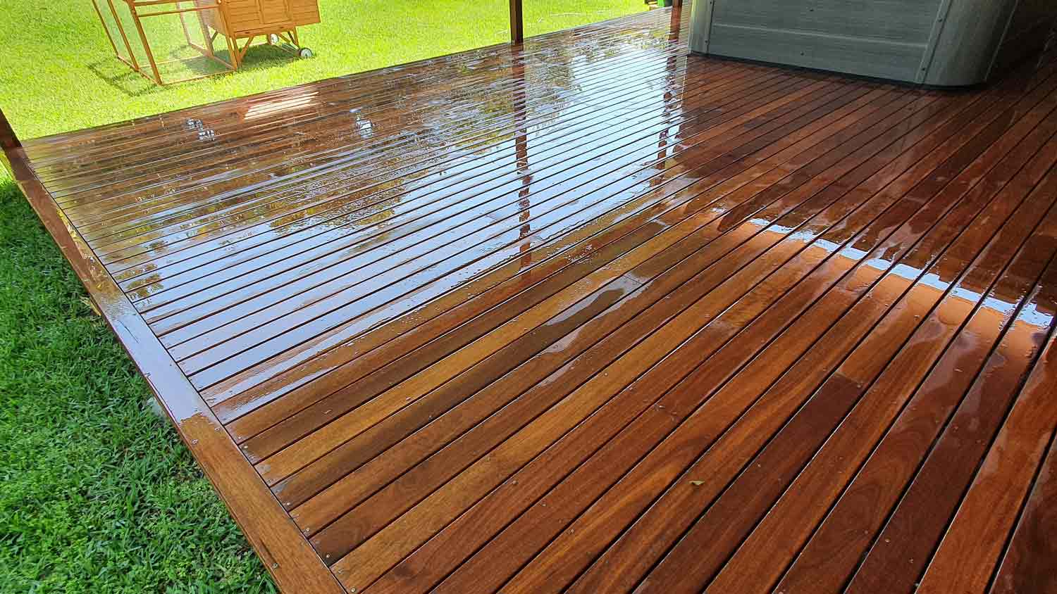 shiny wood deck