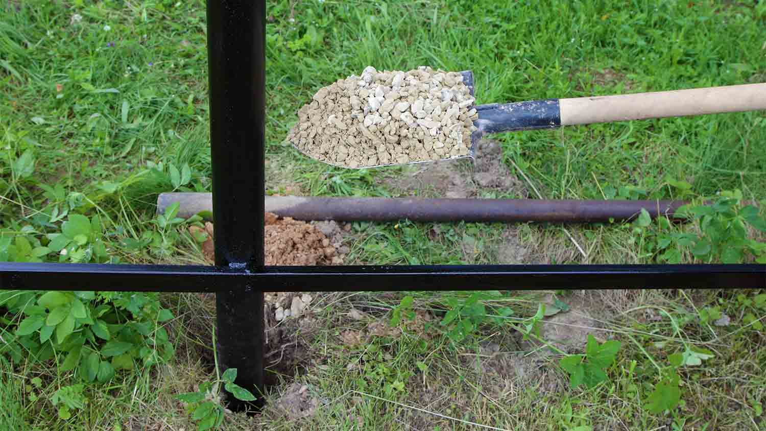 white gravel on shovel