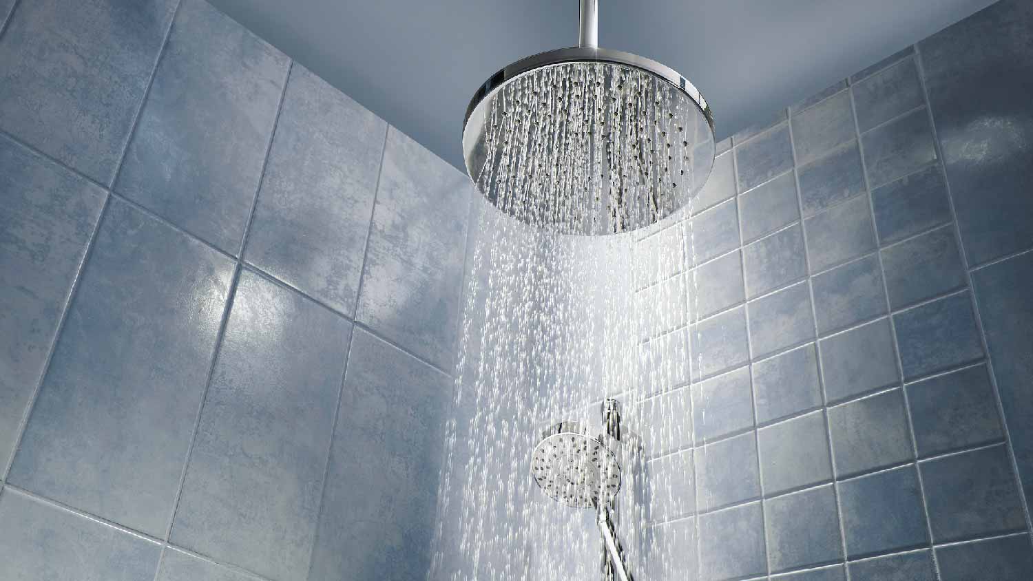  A shower head running water