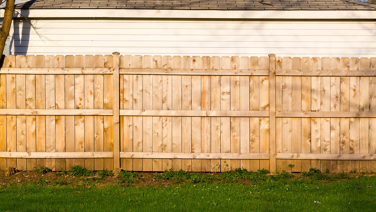 Wood side by side fence in backyard