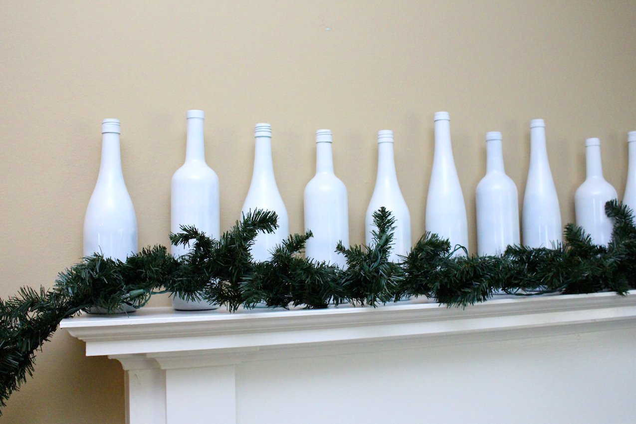 simple winter mantel display