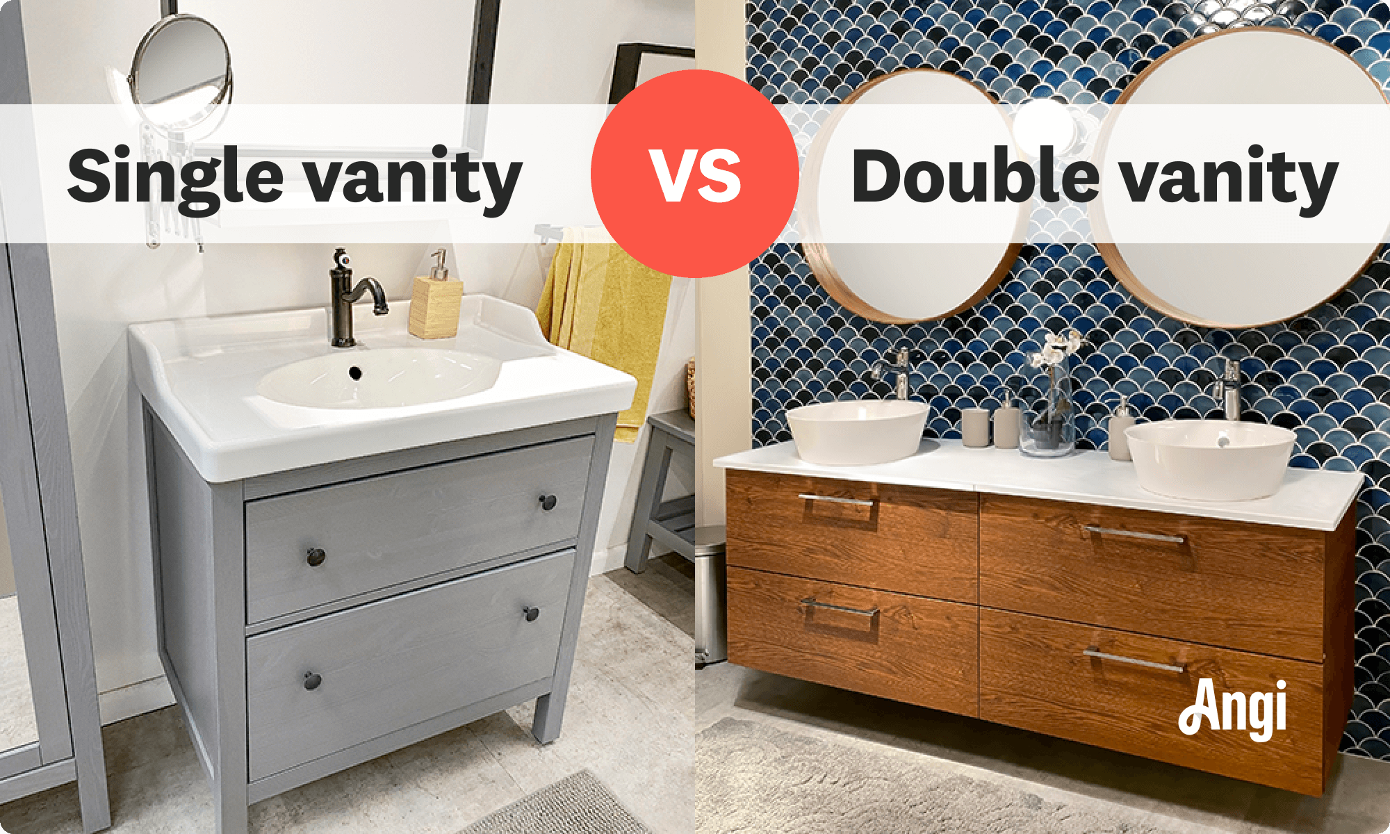 Single vanity versus double vanity visual comparison