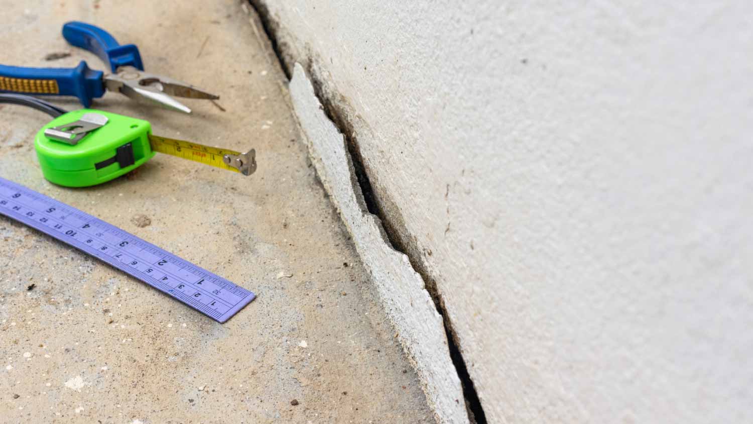 sinking concrete wall