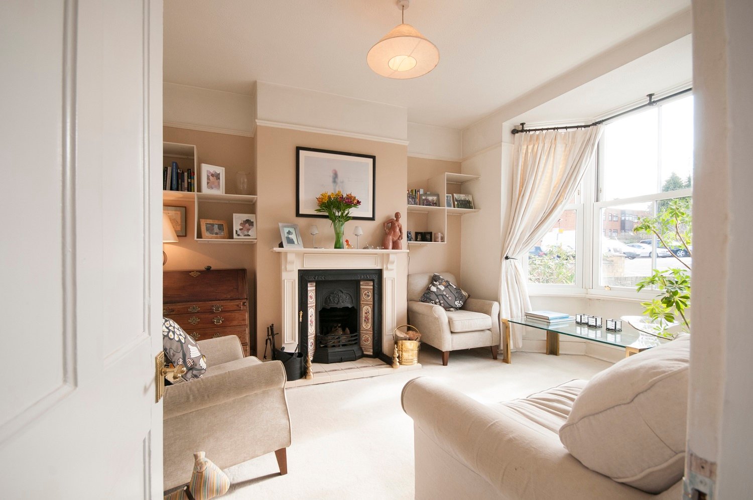 Sitting room with carpet on floors