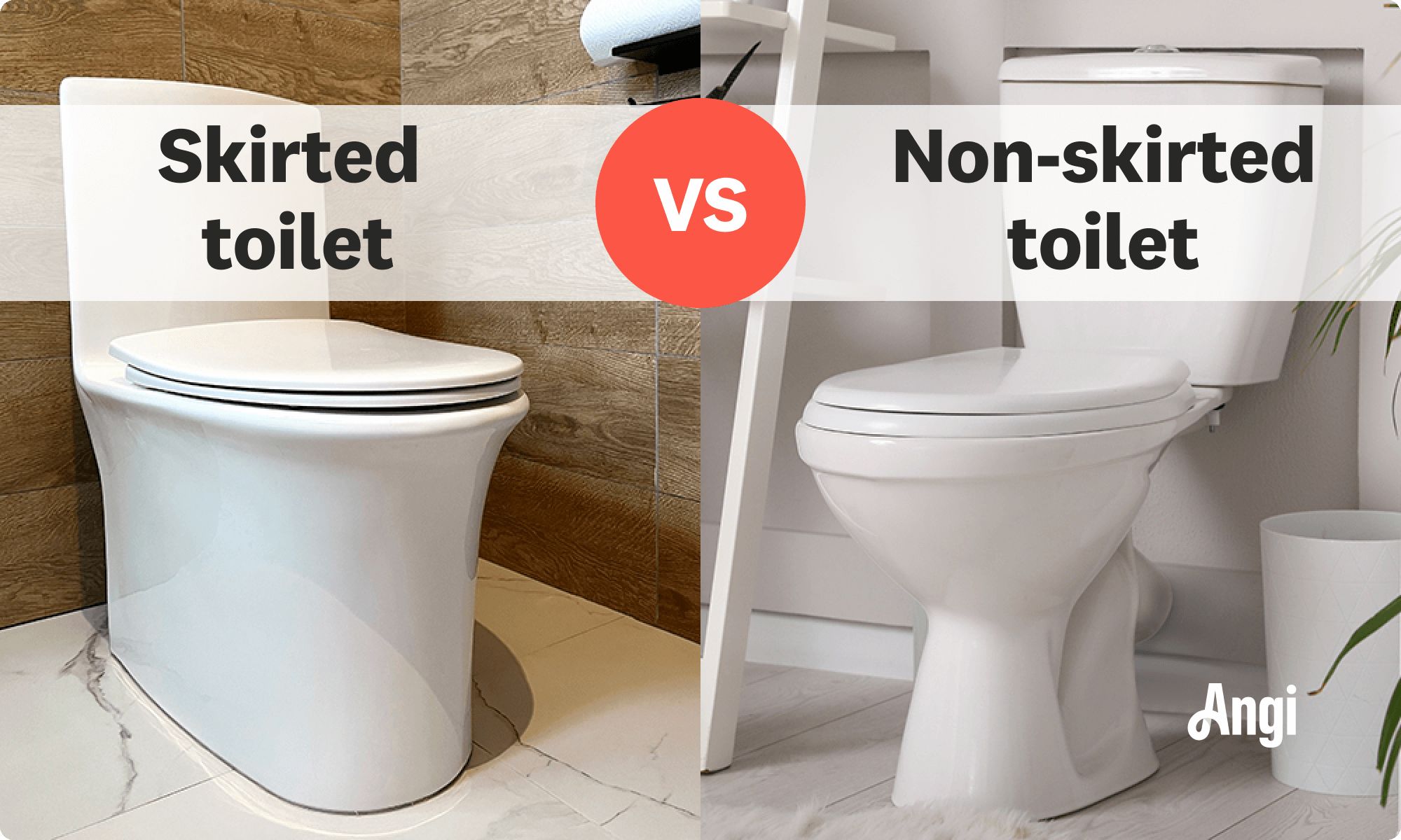 Skirted toilet versus non-skirted toilet visual comparison