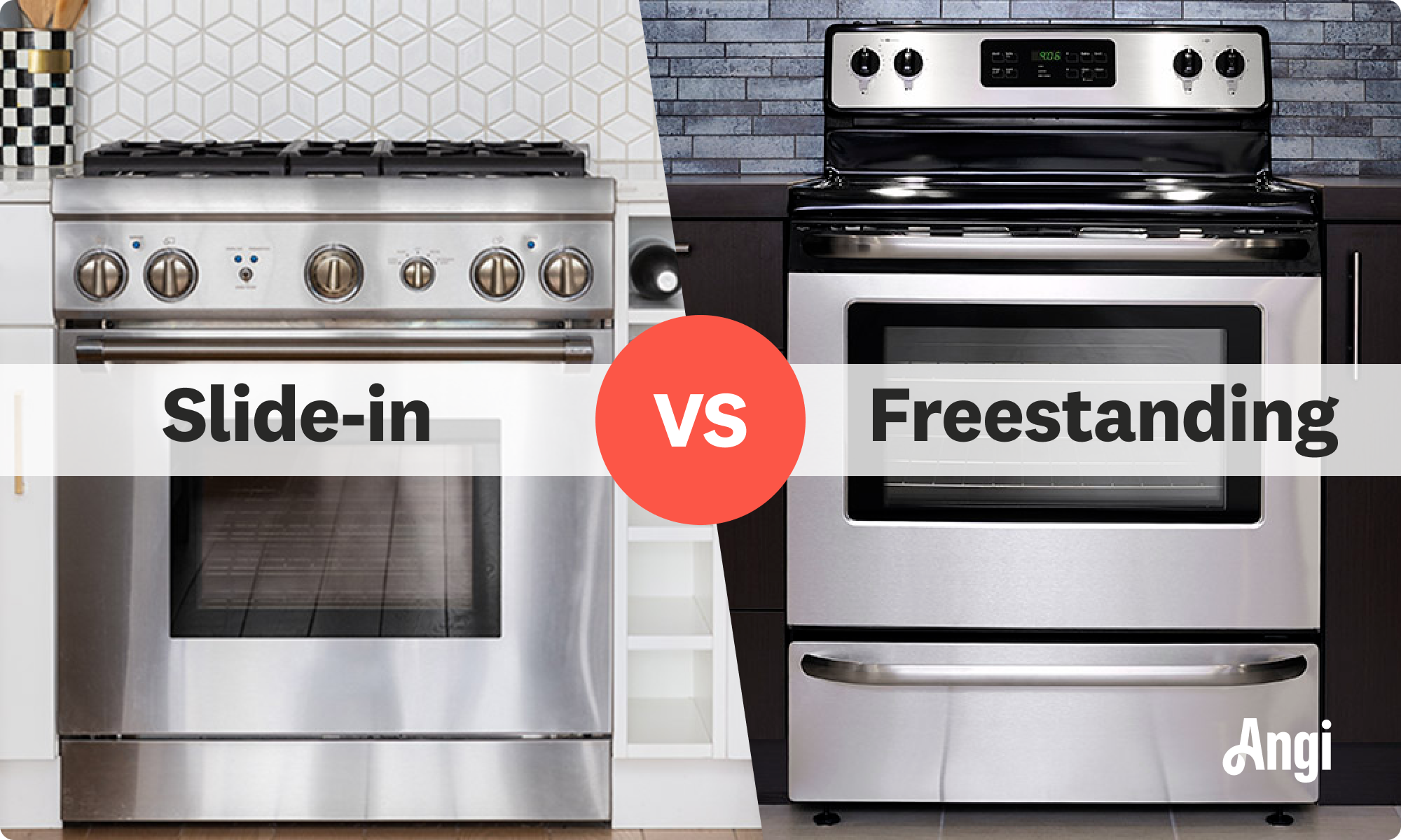 Slide-in versus freestanding range compared visually