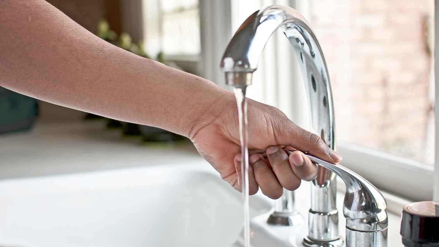 Slow water flow in the kitchen faucet